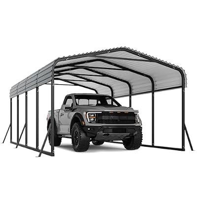 CABIHOME 10x20Ft Metal Carport Kits, Heavy Duty Carport with Galvanized Steel Roof, Reinforced Frame, Car Shelter for All-Weather Use, Outdoor Car Port Tent for Cars, Trucks, Boats, Tractors & RVs