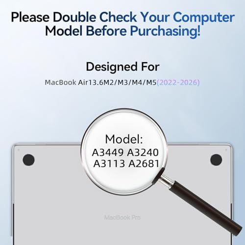 Image of Magnetic Anti Blue Light Screen Protector for MacBook Air 13.6 /13 Inch (2022-2026, M2, M3, M4, M5), Removable MAC 13.6 inch Blue Light Filter , Bubble-Free Install , Eye Protection Glare Laptop Screen Protector