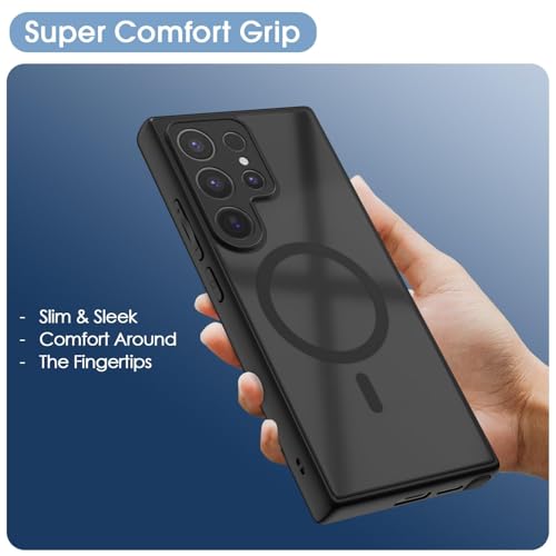 Image of Back Cover for Samsung Galaxy S23 Ultra 5G, Smoke Matte PC Back + Side Soft TPU Bumper Shockproof Magnetic Support Mobile Case Cover (Samsung S23 Ultra)