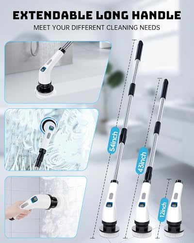 Image of Electric Spin Scrubber for Bathroom | Shower Cleaner Brush with Long Handle