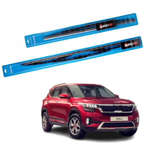 Image of Windshield Car Wiper Blades Metal Frame Water Repellant Cleaning Wiper Blades Refills Best for Kia Seltos (2019 Onwards) Dr 24 inch /Pa 18 inch