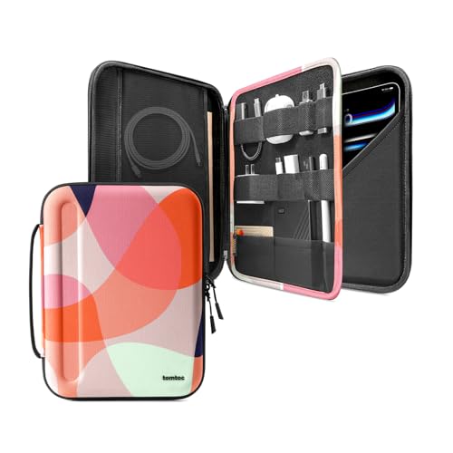 tomtoc Portfolio Funda para 13 Pulgadas iPad Pro M4 2024 OLED, 13 Pulgadas iPad Air M2 2024, 12,9' iPad Pro 6/5/4 M2&M1, Funda Rígida para Magic/Smart Keyboard/Adapter/Cable/USB Hub/Apple Pencil