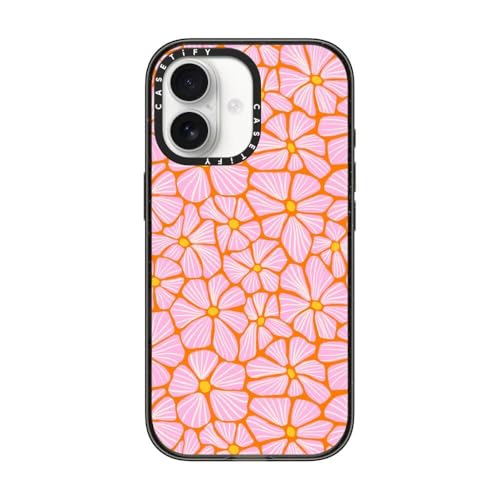 Coque iPhone 17 CASETiFY Impact haut de gamme robuste fleurs mosaïque noire