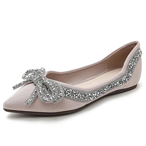 Hee grand Flats for Women Bowknot Mary Jane Shoes Square Toe Ankle Strap Ballet Flats Shiny Patent Leather Dress Shoes Comfortable Work Shoes2