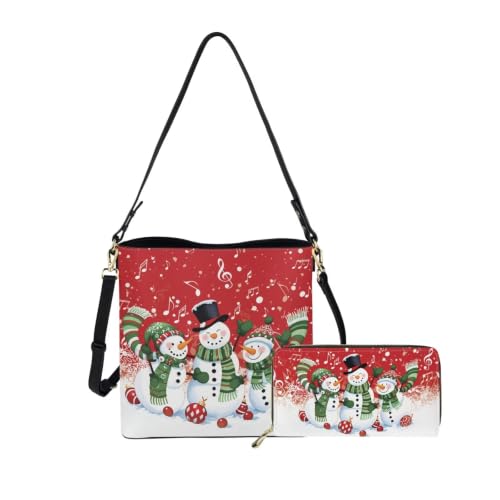 Image of HUGS IDEA Leather Purses and Handbag for Women Bucket Bag with Wrist Wallet 2 Packs