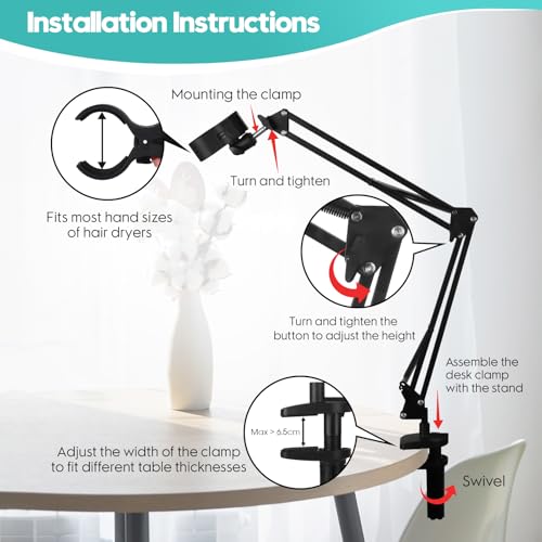 Zuaooz Suporte para Secador de Pelos de Cachorro, Suporte para Secador de Pelos de Mesa para Tosa de