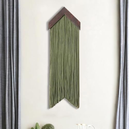 Ansley&HosHo Macrame Wall Hanging, Boho Woven Tapestry, Modern Tassel Wall Decor, Handmade Wall Art Tapestry for Bedroom, Living Room, Home, Bohemian Apartment Decoration Ornament Craft (Green Arrow)