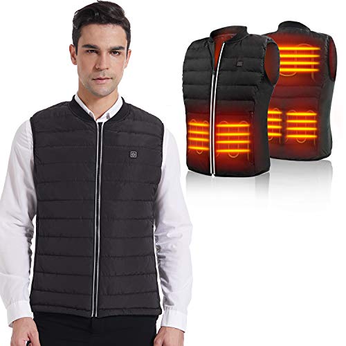HOOCUCO 5V Lightweight Heated Vest Size Adjustable USB Charging 3 Temp Setting Heating Warm Puffer Jacket for Outdoor Camping Hiking Golf Heated Clothe for Men Women(Power Bank Not Come with)(S)