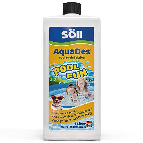 Söll 31130 AlgenFrei Pool Fun Algenmittel Reinigungsmittel flüssig 1 l - wirksamer Poolreiniger & 31430 AquaDes Pool-Desinfektion flüssig 1 l - wirksame Poolreinigung Wasserpflege