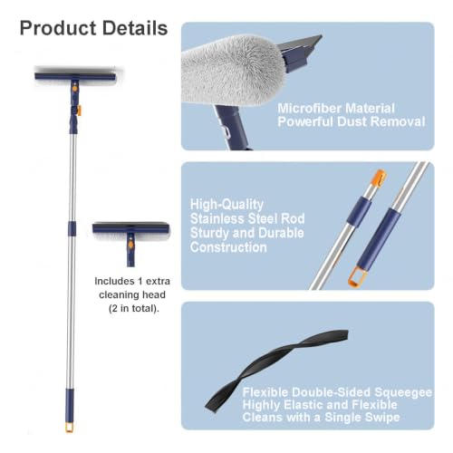 Perche d'extension réglable blanche 120cm pour raclette de vitre