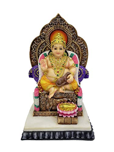 Sri Krishna Culture-Kuber Ji Murti-Kuber Idol for Home Temple-Showpieces for Temple & DÃ©cor-Coloured-Height-7.5 Inches