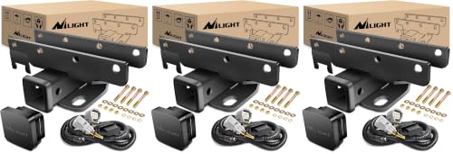 Image of Nilight - JK-61A 2 inch inch Rear Bumper Tow Trailer Hitch Receiver Kit, Compatible for 2007-2018 Jeep Wrangler JK 4 Door & 2 Unlimited, w /4-Pin Wiring Harness (Exclude JL Models) (Pack of 3)