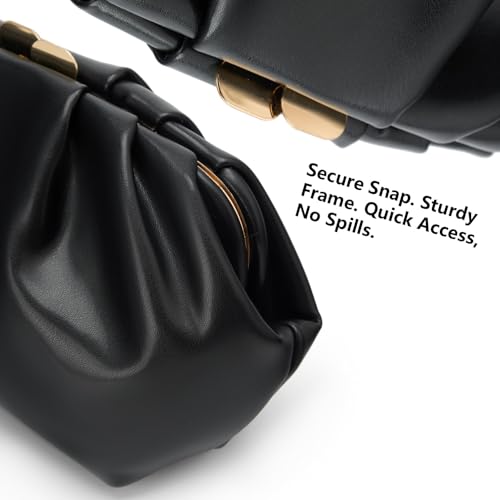 Image of Gurina Pleated PU Clutch Purse for Women Formal - Evening Bag with Detachable Chain for Weddings, Proms