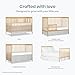 Dream On Me Synergy 5-in-1 Convertible Full-Size Baby Crib with Toddler, Day & Full Bed Conversion in Natural, GreenGuard Gold & BSA, 3 Mattress Heights, Sustainable Pinewood