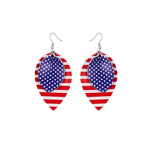 Boucles d'oreilles en cuir goutte d'eau parfaites pour célébrer l'indépendance américaine