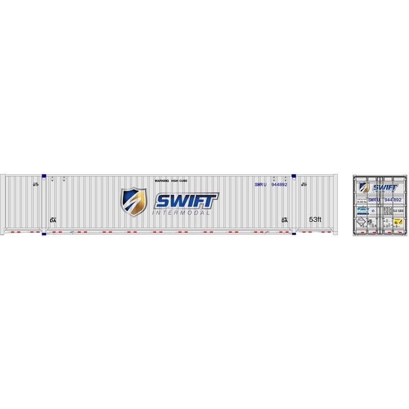 Atlas N Scale 53' Corrugated Container 3-Pk Swift (Shield) #944813/944832/944845