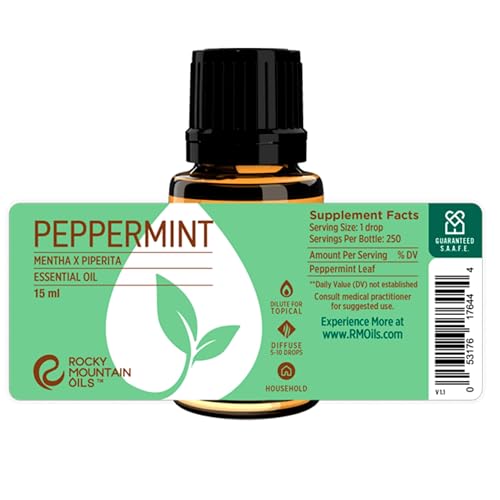 Rocky Mountain Oils Peppermint Essential Oil - Natural Aromatherapy Essential Oils for Diffusers, Topical, and Home - 15ml