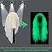 FREE BEAUTY Glow in the Dark Wig With Bangs for Women 26 Inch Long Wavy Hair Wig White Ombre Blonde Wig Synthetic Heat Resistant Fiber Wig for Party Cosplay Use