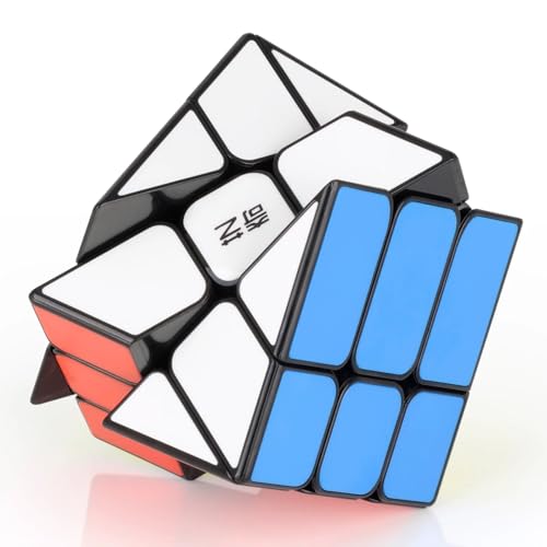 Image of QiYi Windmill Cube S Tiled (Black-Base) Speed Cube | 2x2x3 Shape Mod Puzzle with Internal Upgrades | Durable Stickerless Tiled Design, 55.5mm Compact Brain Teaser Puzzle