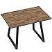 Table repas extensible design industriel dim. 120/160L x 80l x 76H cm piètement métal noir trapèze plateau MDF effet boisé