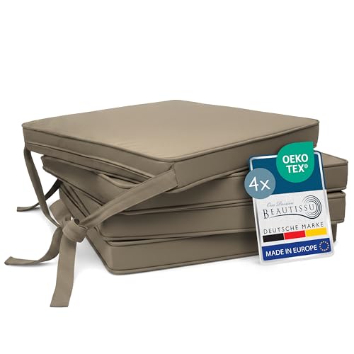 Beautissu Set de 4 Coussin de Chaise d'Intérieur 45x40 cm Loft SK – Galette de Chaise déhoussable et Lavable avec Bandes de Fixation Coussin d'assise...