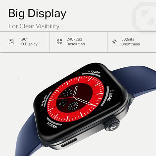 Image of boAt Storm Call 4 India's first Smartwatch with Type-C Charging,1.96 inch (4.97 cm) HD Display, Functional Crown, BT Calling, Sports Modes, Heart Rate, SpO2, Sleep & Stress Tracking, SOS, IP68 (Navy Blue)