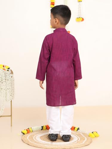 Image of BABA AND BABY Boy's Cotton Kurta Pyjama Set