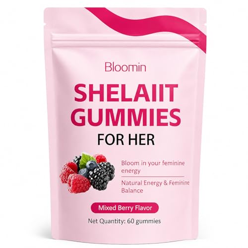 hairhalo Bloomin Shelajit Gummies for Women Daily Mood Energy & Vitality Support Mixed Berry Flavor 60 Gummies