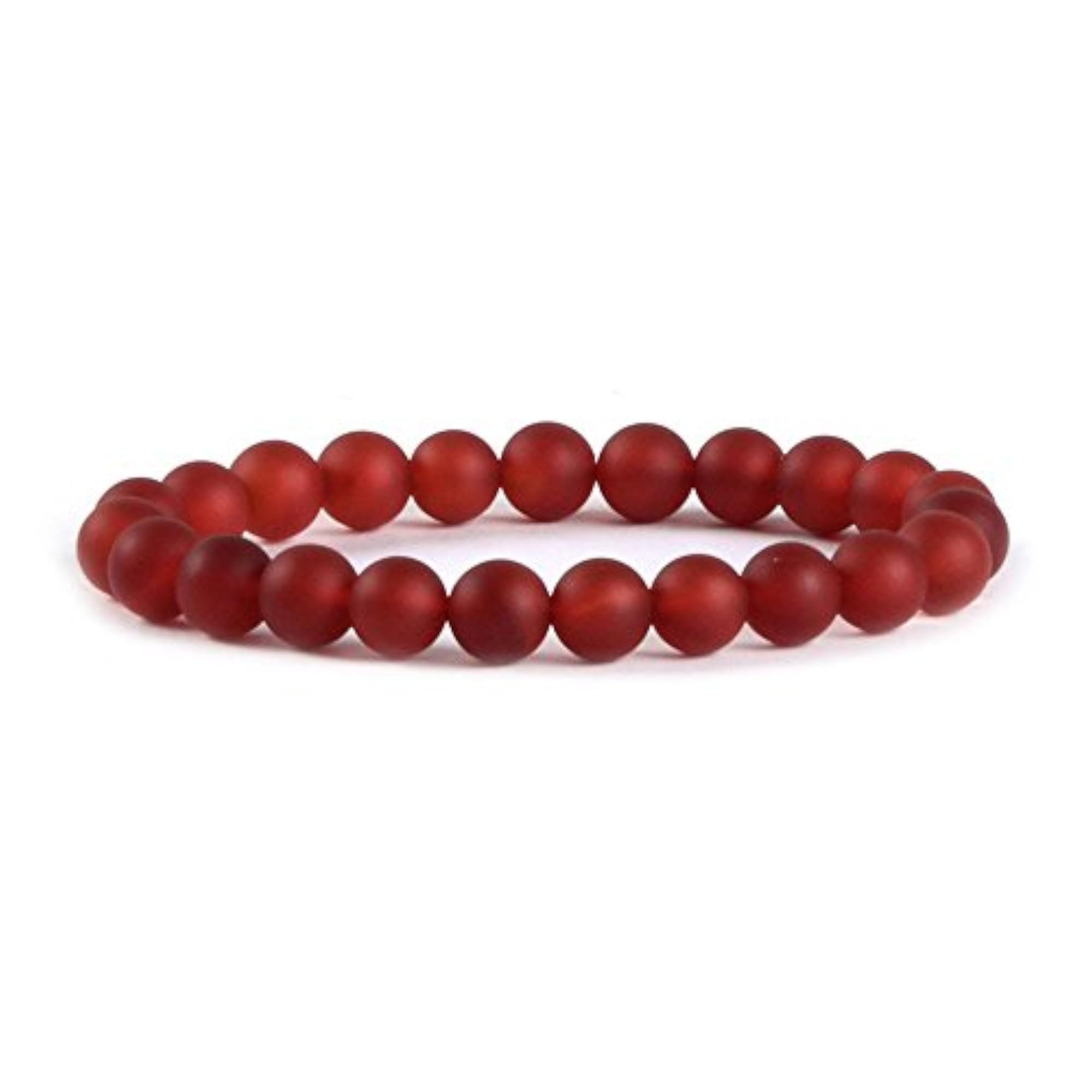 Natural Matte Red Agate 8mm Bead Stretchable Bracelet, Unisex Healing