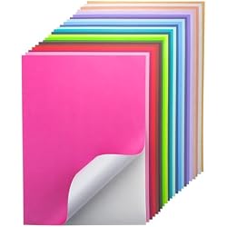 24 Sheets Self Adhesive Cardstock 22 Colors, A4 Printable Colored Sticker Paper for Cricut, Printer, Colorful Cardstock Adhesive Paper for Crafts, Scrapbooking & Party Decor | 250gsm/92lb