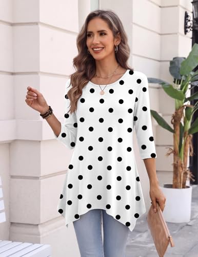 Image of Zeagoo Womens Tops 3 /4 Sleeve Loose Fit Dressy Tunics Plus Size Boho Shirts