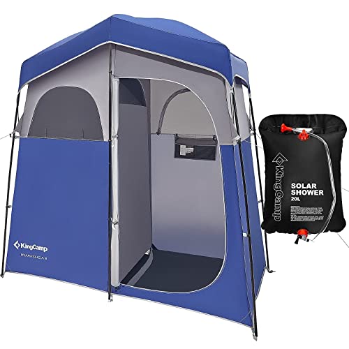 Kingcamp 2 Room Oversize Space Privacy Shower Tent With 5 Gallon Camping Shower Bag For Outdoor Camping Traveling Premium Camp Spa Warm Shower & Clean #TOP19