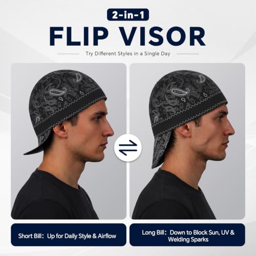 Image of Fullsheild Reversible Welding Cap Protective FR Welder Hat for Men, 7 3 /8