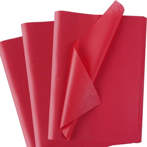 MAMUNU 120 Blatt Seidenpapier für Geschenktüten, Rot Seidenpapier Geschenkpapier, Tissue Paper Bulk, Transparentpapier Bastelpapier für Geburtstag, Basteln, Hochzeit, Weihnachten, Party, 50 x 35 cm