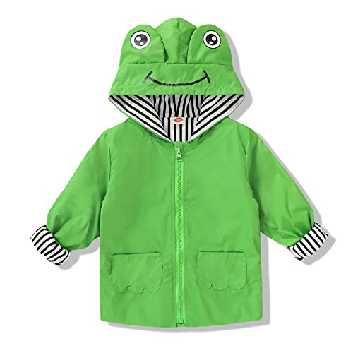 Toddler Frog Raincoat – Cute Cartoon Zip-Up Hoodie for Boys & Girls (12 Months)