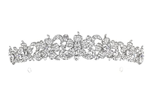 SAMKY Flower Rhinestone Crystal Wedding Prom Tiara Crown T1048