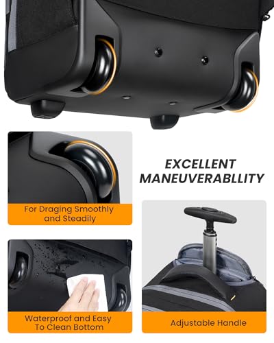 MATEIN Rolling Backpack with Wheels, Flight Approved Anti Theft Rolling Bookbag Fits 17" Laptop, Roller Carry On Luggage Wheeled College School Suitcase Travel Bag with USB Port for Men Women, Black3