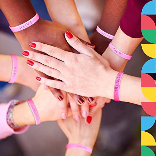 Dazzling Toys Silicone Bracelet – Set Of 144 Pink Bracelets For Breast Cancer Awareness, Inspirational Thoughtful Encouraging & Motivational Wristband, Cute Encouragement Accessories For Women & Girls #TOP6