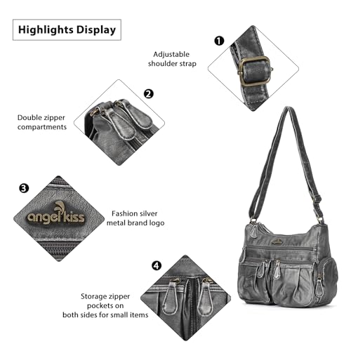 Image of Angel Kiss Crossbody Bags for Women, Ladies Shoulder Handbags and Purses Medium Faux Leather Pocketbooks | Ladies
