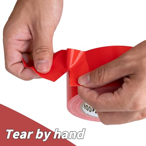 Image of Oleitodh 6 Pack Red Duct Tape Heavy Duty,8.3 Mil Thickness,2 Inches x 30 Yards,Strong Industrial Strength,Flexible,No Residue,Waterproof and Tear by Hand,Multi-Use for Indoor & Outdoor Repairs