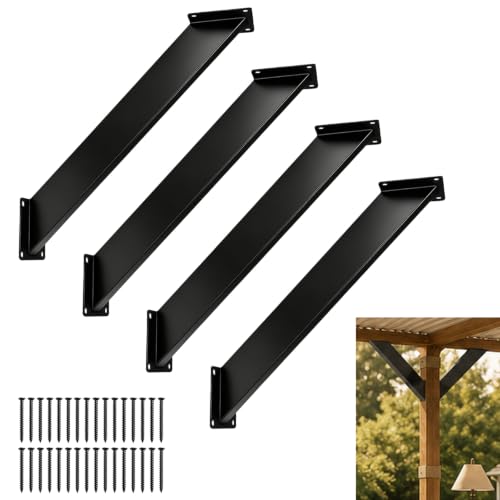 Lot de 4 supports d'angle à 45 degrés, connecteurs de poutre, connecteurs de poteaux et connecteurs d'angle en bois, inoxydables, résistants aux...