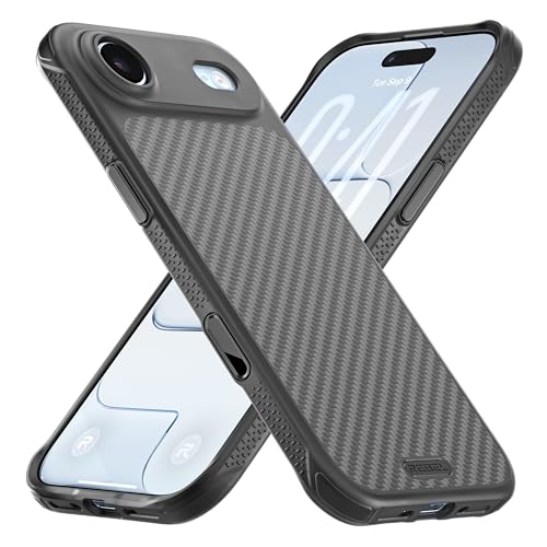 REBEL Case for iPhone Air [GEN7 Aramid Fiber] Strong MagSafe Compatible, Grippy Sides, Shock Resistant, Metal Buttons, Upgraded Camera Button, Protective Design, 6.5 Inch Phone 2025 (Black)