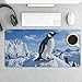 Snow Mountain Penguin Desk Mat Non-Slip Laptop Writing Pad Large Keyboard Mousepad with Rubber Base 23.6