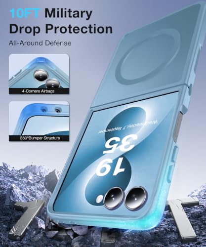 Image of NO.1 Magnetic for Samsung Galaxy Z Flip 8 Case with MagSafe | [Military Grade Drop Tested][Translucent Matte][Anti-Fingerprint] Soft Silicone Bumper for Samsung Flip 8 Case Slim,Sky Blue