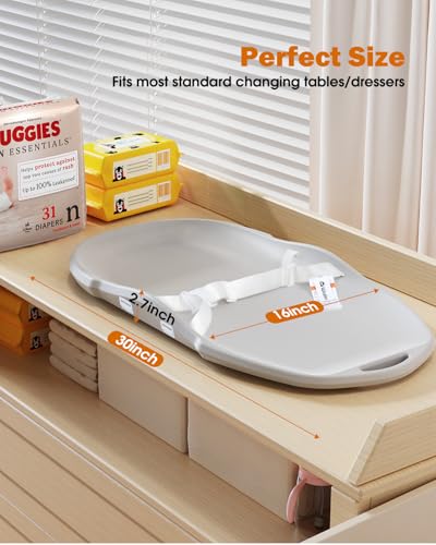 Widitn Baby Changing Pad, Soft & Wipe-Clean Changing Pad with Strap, EVA Waterproof Changing Table Pads for Dresser Top, Non-Slip Bottom, Lightweight, 30”×16” - Image 4