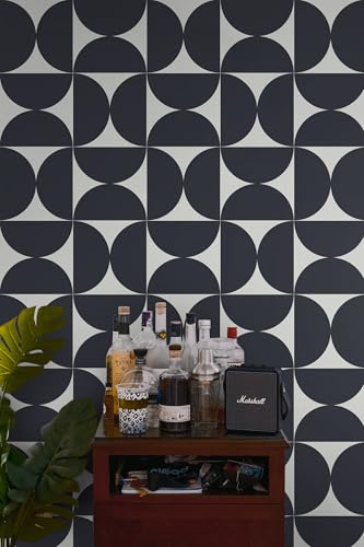 Papier peint autocollant géométrique bleu pour masquer les défauts d'un mur - 7