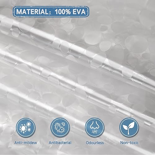 Funria EVA Shower Curtain Waterproof Bathroom Curtains with 12 Hooks for Wet Room Long Bath Curtains for Bathtubs and Shower Stall Translucent Shower Curtains 180 x 180CM (71 x 71 Inch) - Image 4