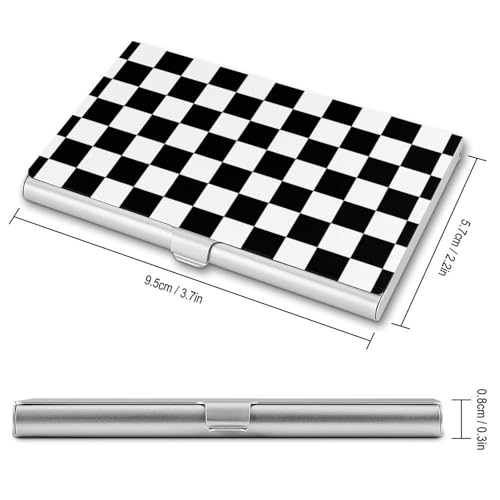 Checkerboard Black White Checkered Business Card Holder Alloy Multi Wallet Credit Card ID Pocket Name Case2