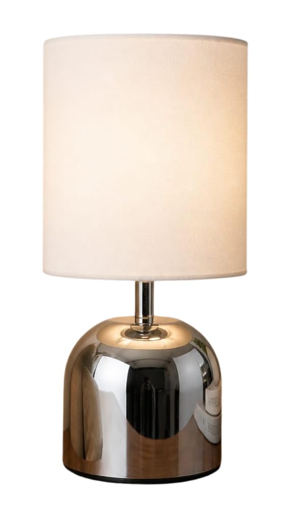 Modern Table Lamp with Black Fabric Shade | Decorative Bedside Night Lamp for Bedroom, Living Room & Office | Elegant Metal Base Lamp (Design-3)-image-1