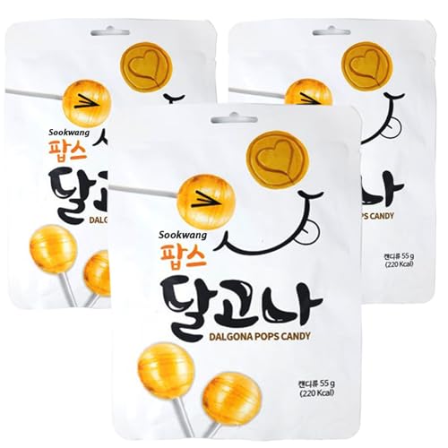 Sookwang Dalgona Pops Candy sabor tradicional coreano, 3 packs miniatura 1